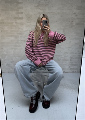 Adanne stripe polo bluse Pink/Bordeaux Boii Studios 